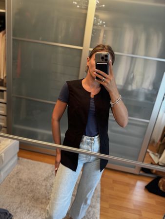 Chic Black Vest, Size 42, Perfect Condition