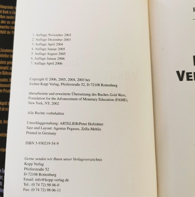 Libri: Die Gold Verschwörung (Buch, Ferdinand Lips) – Usato da Wilen b. Wollerau venduto da morethanmusic 3