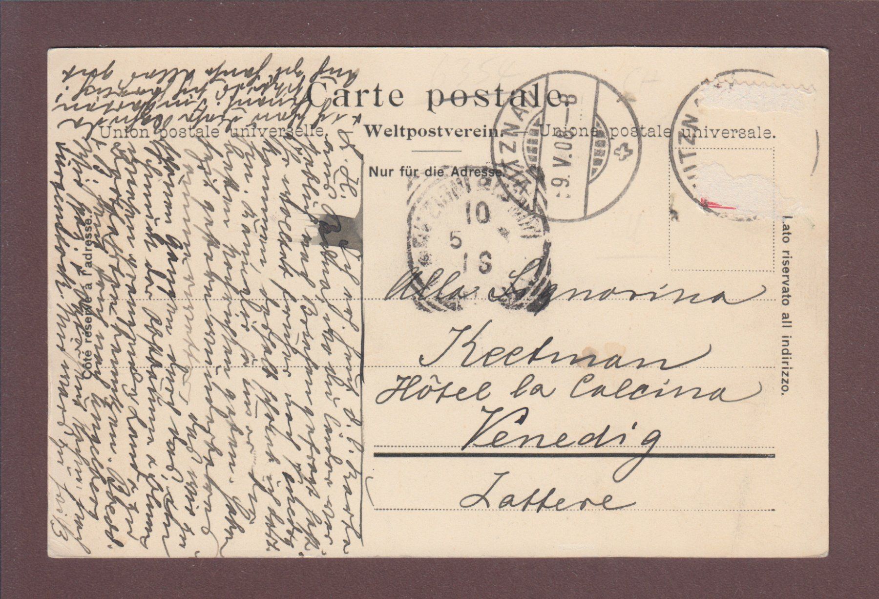 Cartoline postali: VITZNAU - Hotel du Parc - Weggis - 1908 – Usato da Pully venduto da nicecards 1