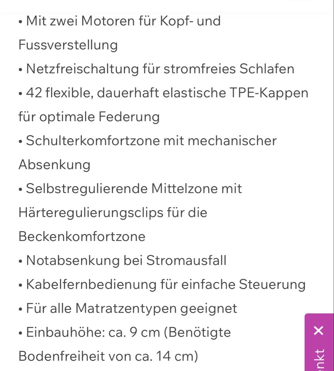 Lits: Preisreduktion!!Sleepwell Bett 140cm mit Motor Einlegerahmen – D'occasion à Winterthur par Linouk 1