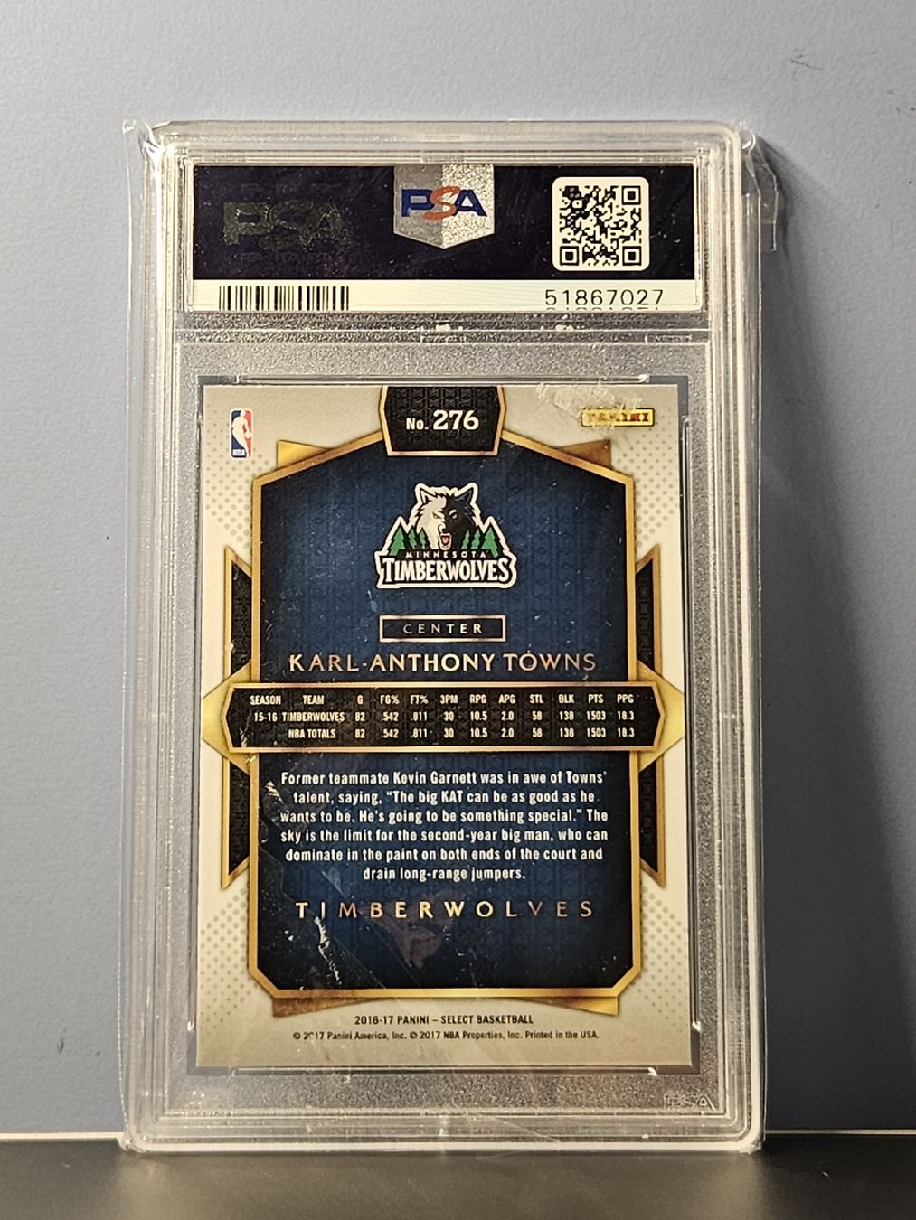 Nba Carte collezionabili: Karl-Anthony Towns 2016 Panini Select Rookie PSA 9 Mint – Nuovo e nell'imballaggio originale da Oberwil BL venduto da DesiShop 1