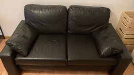 Sofa 2-Sitzer, schwarzes Kunstleder