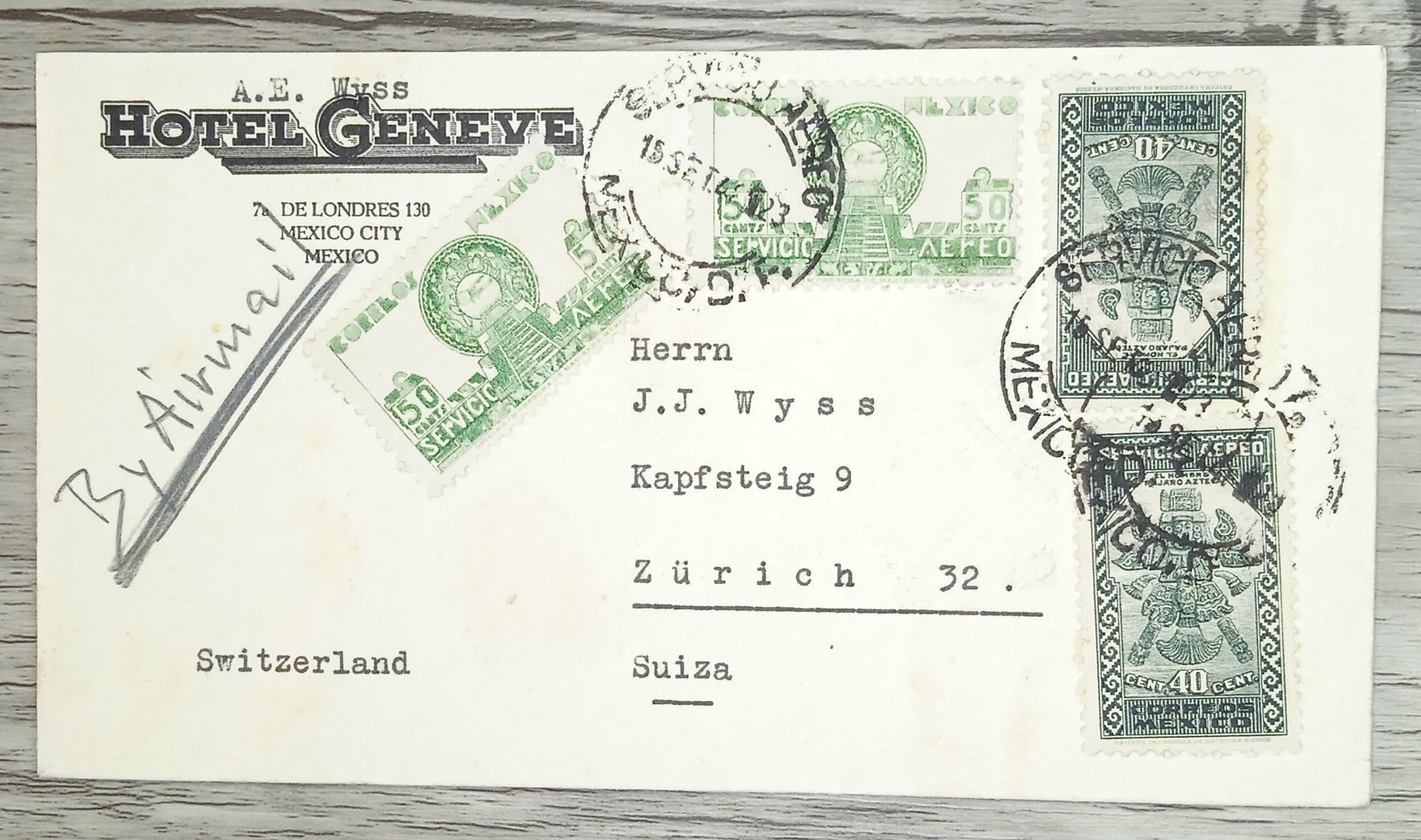 Tutti i francobolli: TR20 Enveloppe + Timbre Mexique 1948 – Usato da Cousset venduto da Patrick_Collections