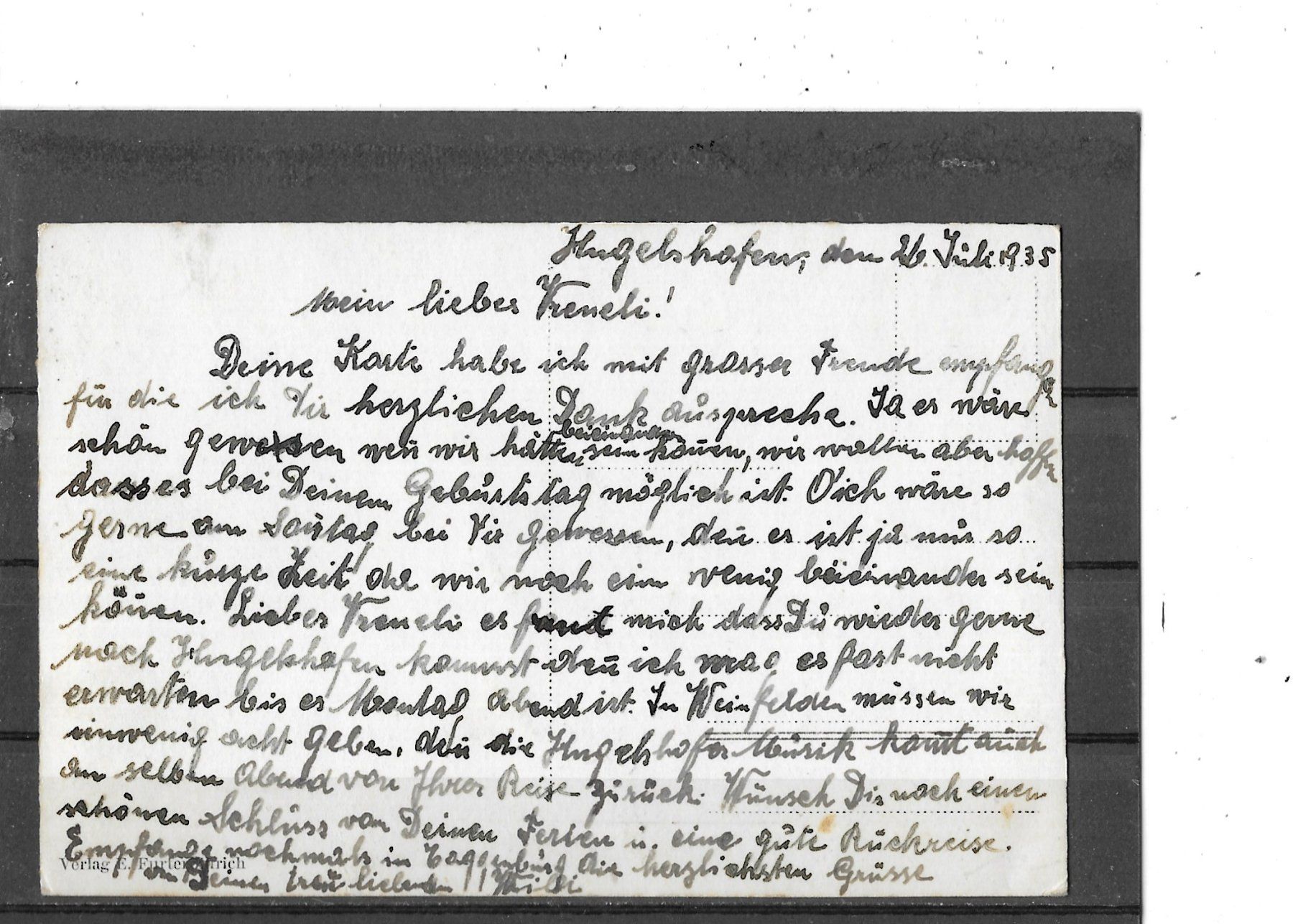Cartoline postali: TG Hugelshofen 1935 – Usato da Schocherswil venduto da Wilare 1