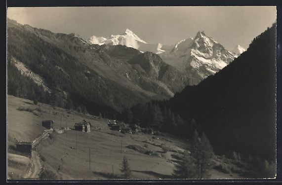 Cartoline postali: Ayer, Zinal mit Rothorn-Besso-Gabelhorn – Usato da Berlin venduto da bartko-reher
