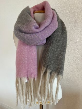 YEHWANG Schal, Grau/Rosa, NEU