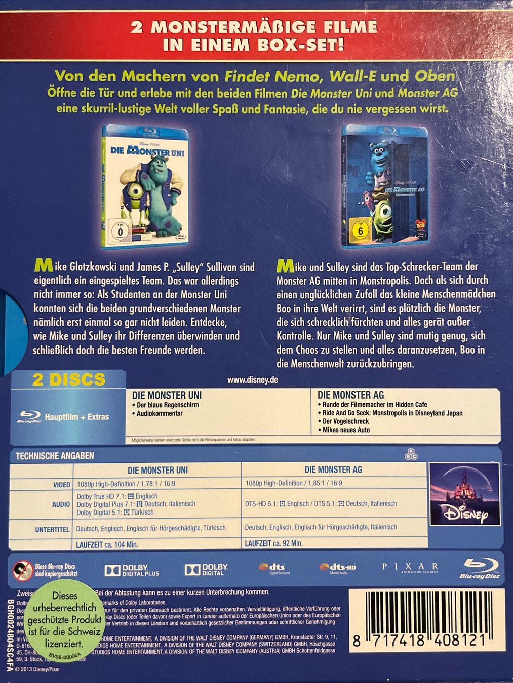 Tutti i DVDs: Die Monster AG / Die Monster Uni – Usato da Waldenburg venduto da Gonzo8 1