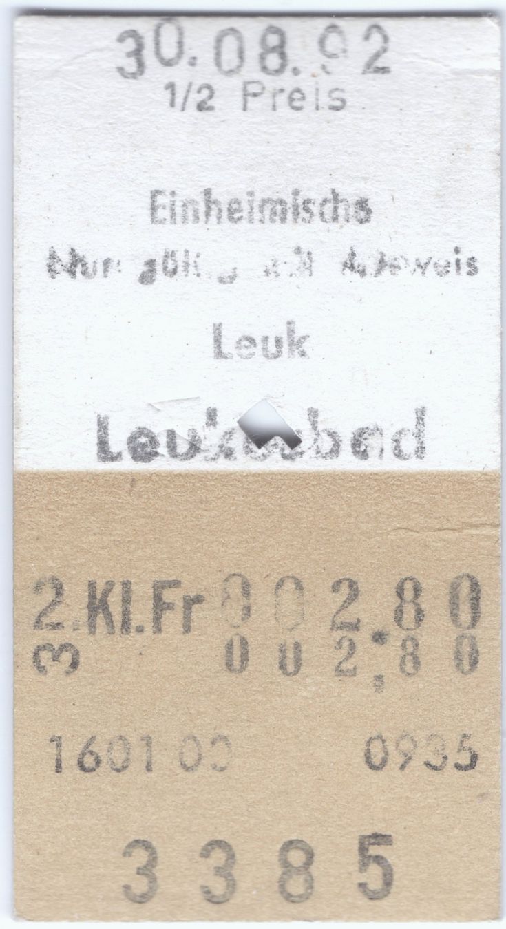 Biglietti: Billette Leuk - Leukerbad Einheimische – Usato da Langenthal venduto da Sammlungs_aus