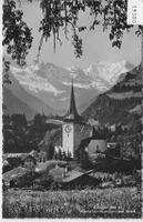 Frutigen - Kirche mit Balmhorn u. Altels