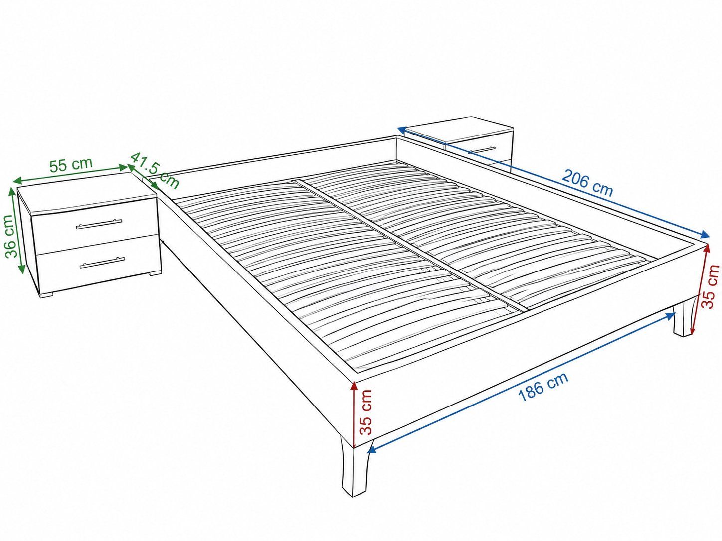 Lits: Schlafzimmer-Set: Doppelbett + 2 Nachttische + Kommode – D'occasion à Rupperswil par MediJan 8