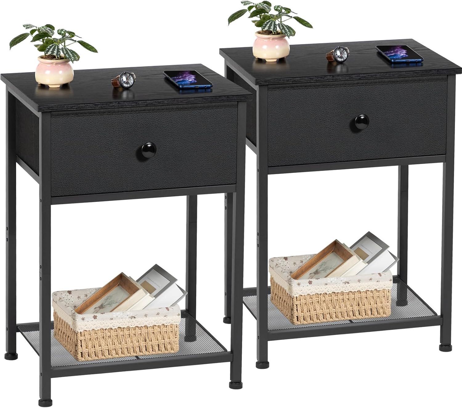 Tables de nuit: Nachttisch 2er Set mit Schubladen Beistelltisch Schwarz – Neuf avec emballage d'origine à Neuhausen par apo_zn9s
