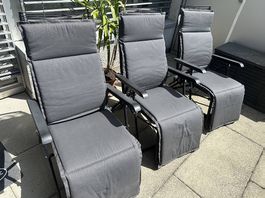 Klappbare Gartenstühle mit Kissen (3 Stück)