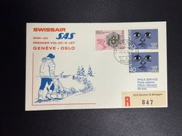 Swissair/SAS Erstflugbrief Genf-Oslo 1974