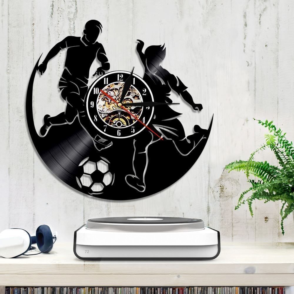 Orologi da terra & Orologi da parete: Schallplatten Uhr Fussball – Nuovo e nell'imballaggio originale da Arth venduto da Top-E
