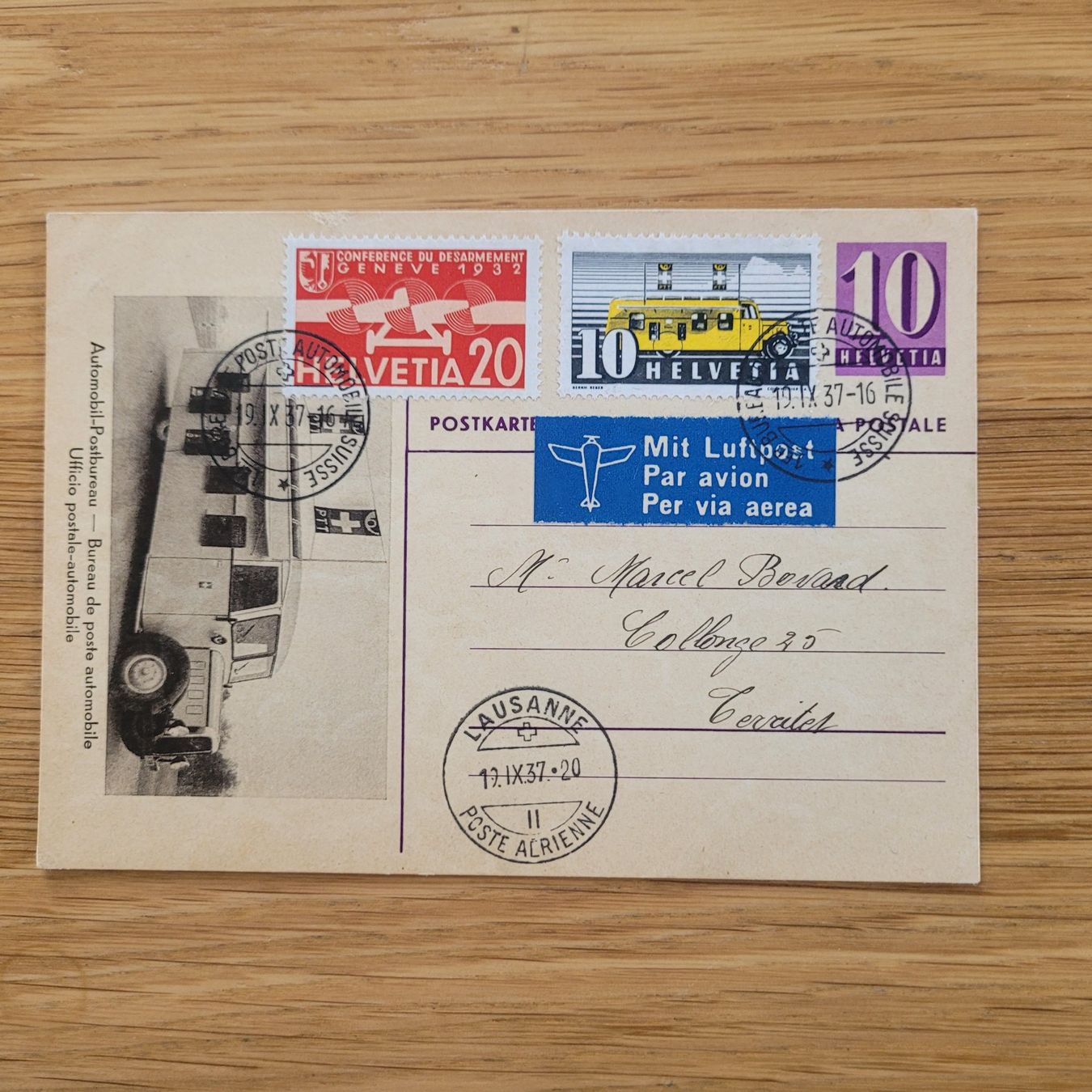 Tutti i francobolli: Luftpost Lausanne 1937 – Usato da Biel/Bienne venduto da Destockweb
