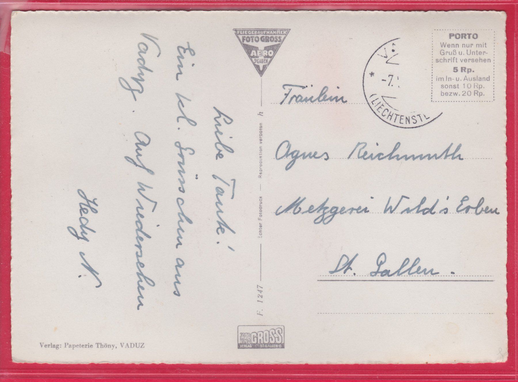 Cartoline postali: FLUGAUFNAHME VADUZ – Usato da Oberrieden venduto da Gebirgsstelze 1