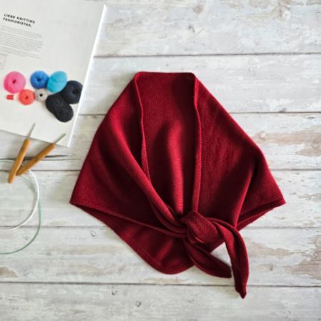 NEW Handmade Cotton Knitted Scarf, Burgundy Triangle Scarf