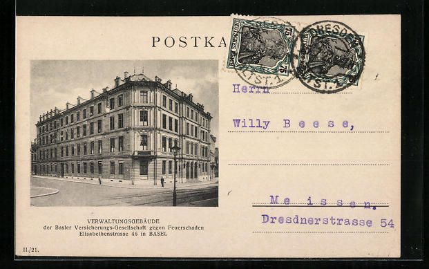Cartes postales: Basel, Verwaltungsgebäude der Basler Ve – D'occasion à Berlin par bartko-reher