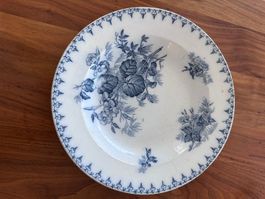 Antiker Suppenteller Flore Sarreguemines U&C Jugendstil 1890