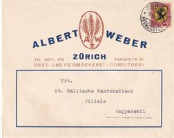 Firmenbrief (nur Vorderseite) Albert Weber Zürich 1924