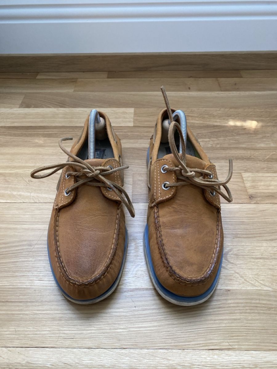 Timberland Chaussures hommes: Timberland Bootsschuhe hellbraun Leder Größe 8W – D'occasion à Zürich par adr_c5lp 1