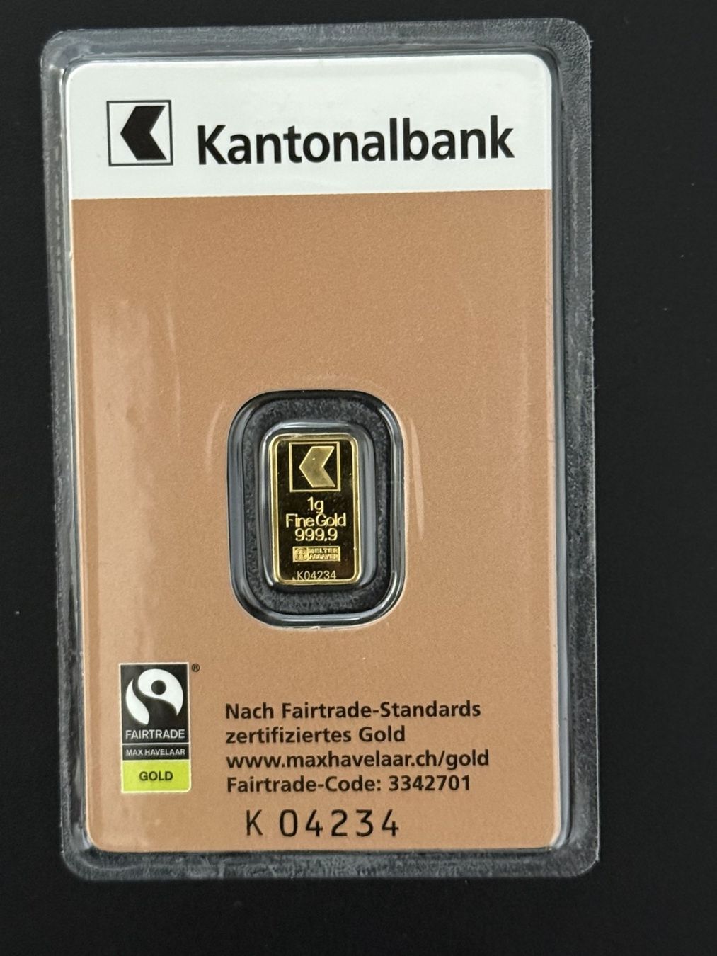 Metalli preziosi: Goldbarren 1g Kantonal Bank – Nuovo e nell'imballaggio originale da Untersiggenthal venduto da byiggy