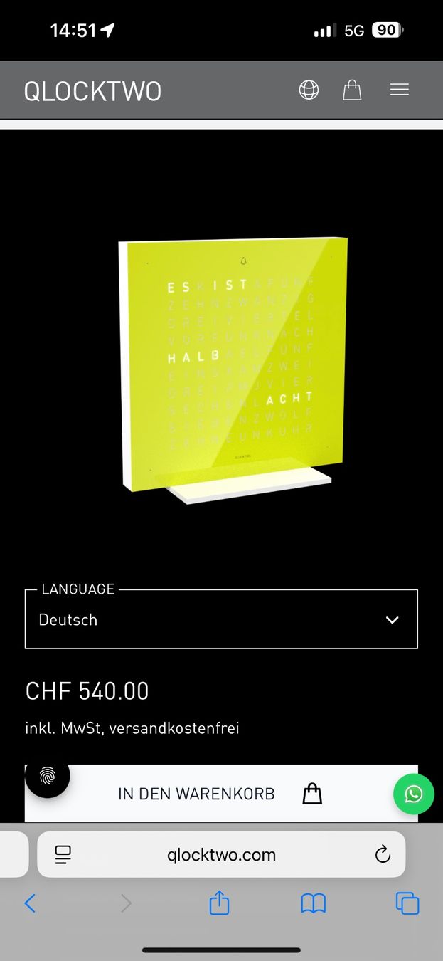 Qlocktwo Orologi: QLOCKTWO Lime Juice Designeruhr —Deutsch – Usato da Zürich venduto da Coco.swiss 1