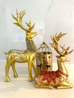 Weihnachtsdeko Set Rentier Figuren Windlicht goldig