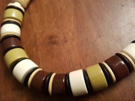Kette Ethno lagenlook beige oliv ca.50cm beige braun oliv