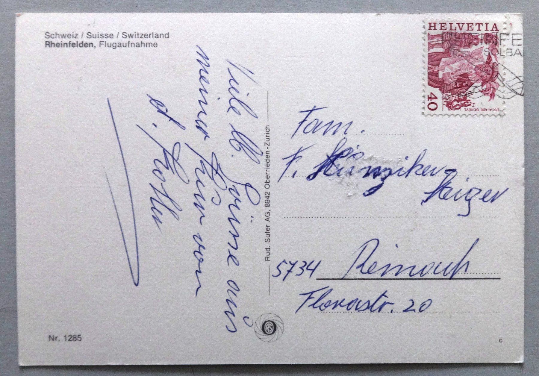 Cartoline postali: Rheinfelden, Flugaufnahme – Usato da Fétigny venduto da Billy2miny 1