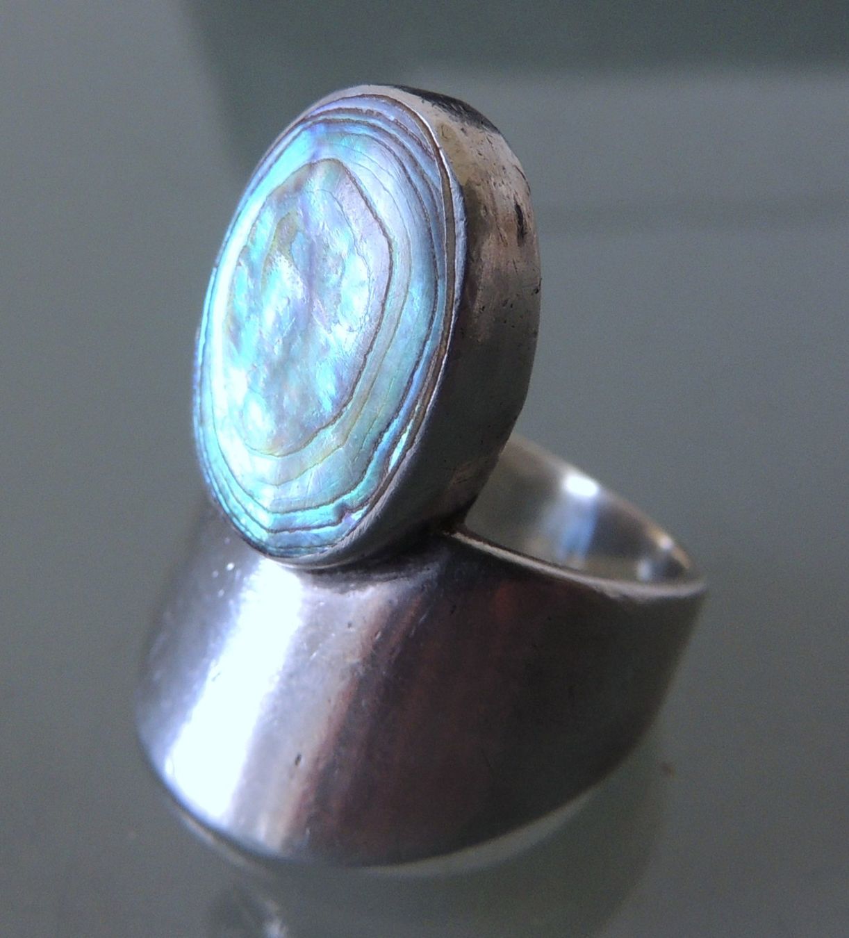 Anelli: Abalone Perlmutt Silber 925 Fingerring Gr. 49 – Usato da Waldenburg venduto da schaller707 1