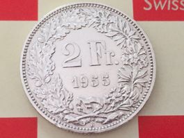 2 Franken 1955 -vz, nur 1,032 Mio!