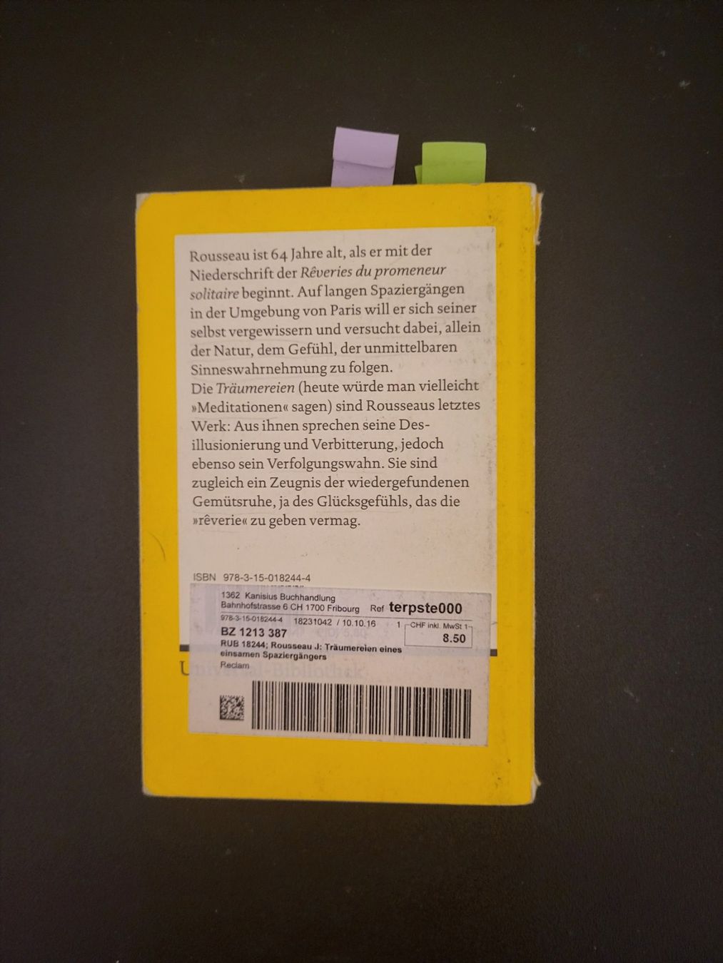 Bücher: Jean-Jacques Rousseau - Träumereien eines einsamen Spazierg. – Gebraucht aus Gurmels von pop_ljf5 1