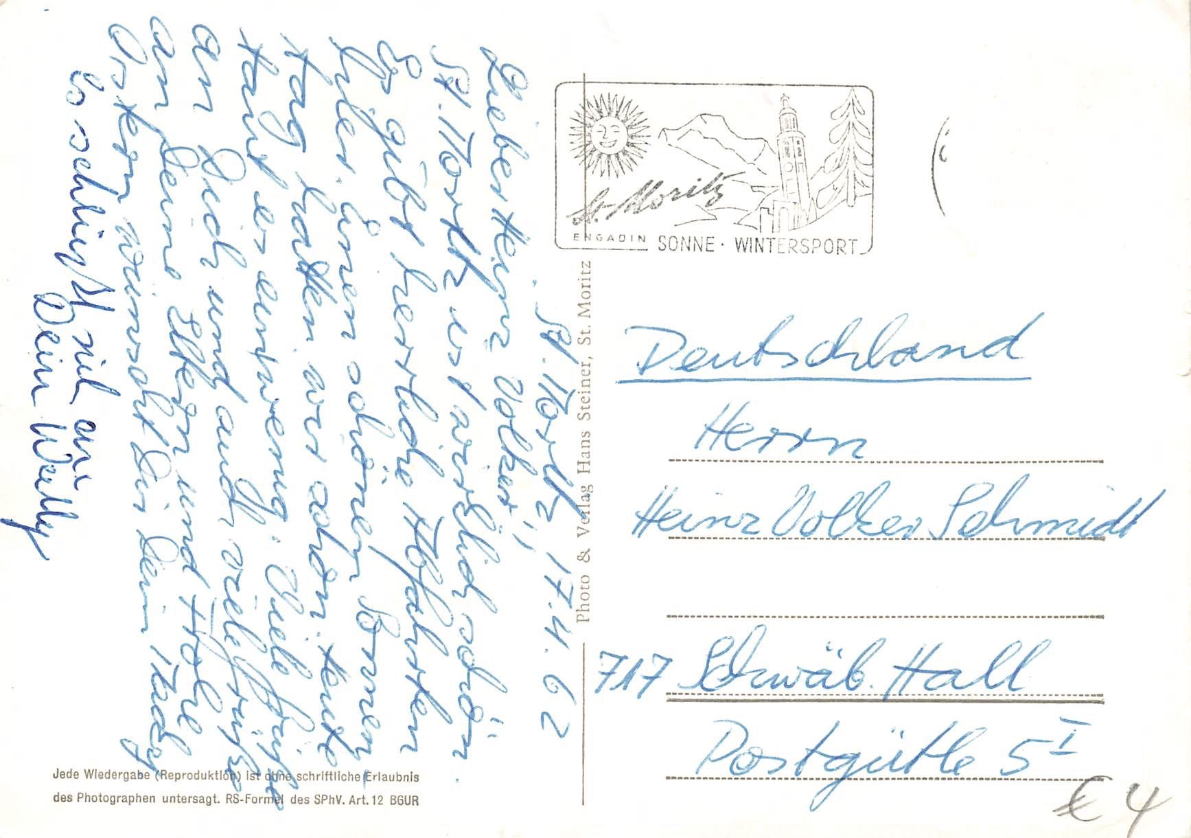 Cartoline postali: St, Moritz Bob Pferde Skifahren G – Usato da Biasca venduto da Blenio71 1