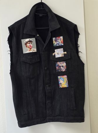 Weste Grösse L mit Printmotiv, schwarz, Herren