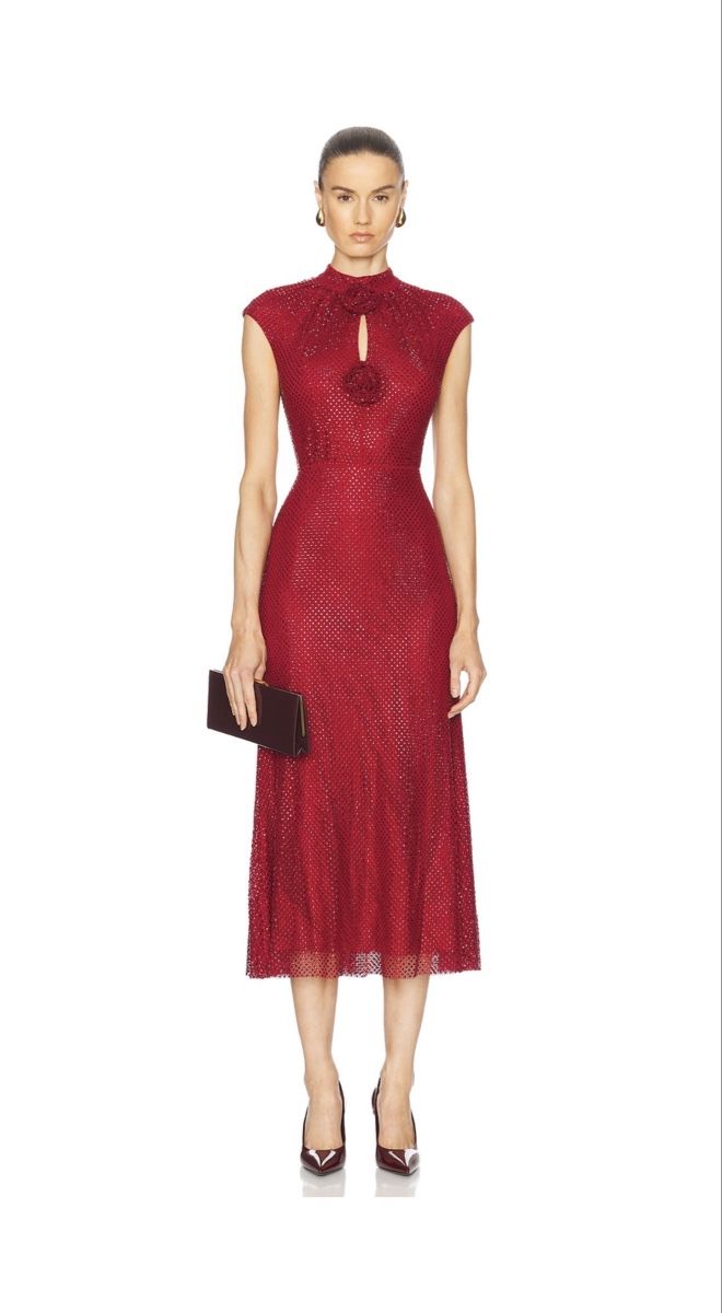 Self-Portrait Vestiti: Self Portrait Dress Rhinestone Fishnet Midi – Nuovo e nell'imballaggio originale da Altendorf venduto da Ro