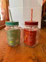Sommerliche Einmachgläser mit Strohhalm, 2 Stück, Neu!