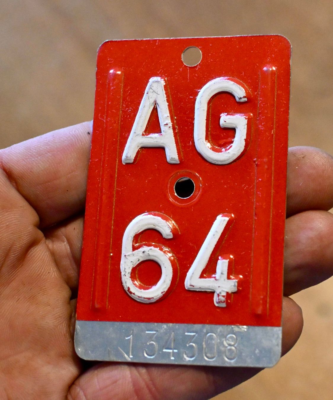 Insegne: Velonummer AG von 1964 - Aargau - AG 64 – Usato da Pfaffhausen venduto da mono_rec 2