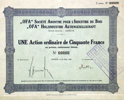 OFA Holzindustrie-AG, Genève - 1934