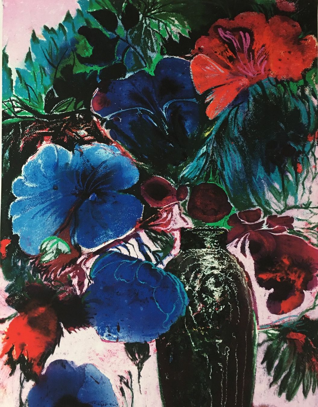 Grafiken & Lithographien: Ernst Fuchs    "Große blaue Blüten"    handsigniert  GICLEE – Gebraucht aus Nennigkofen von Sommersonnen 1