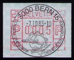 ATM 7_Sonder-VO 3000 BERN 15__7.10.85 ÉTUDES POSTALES !