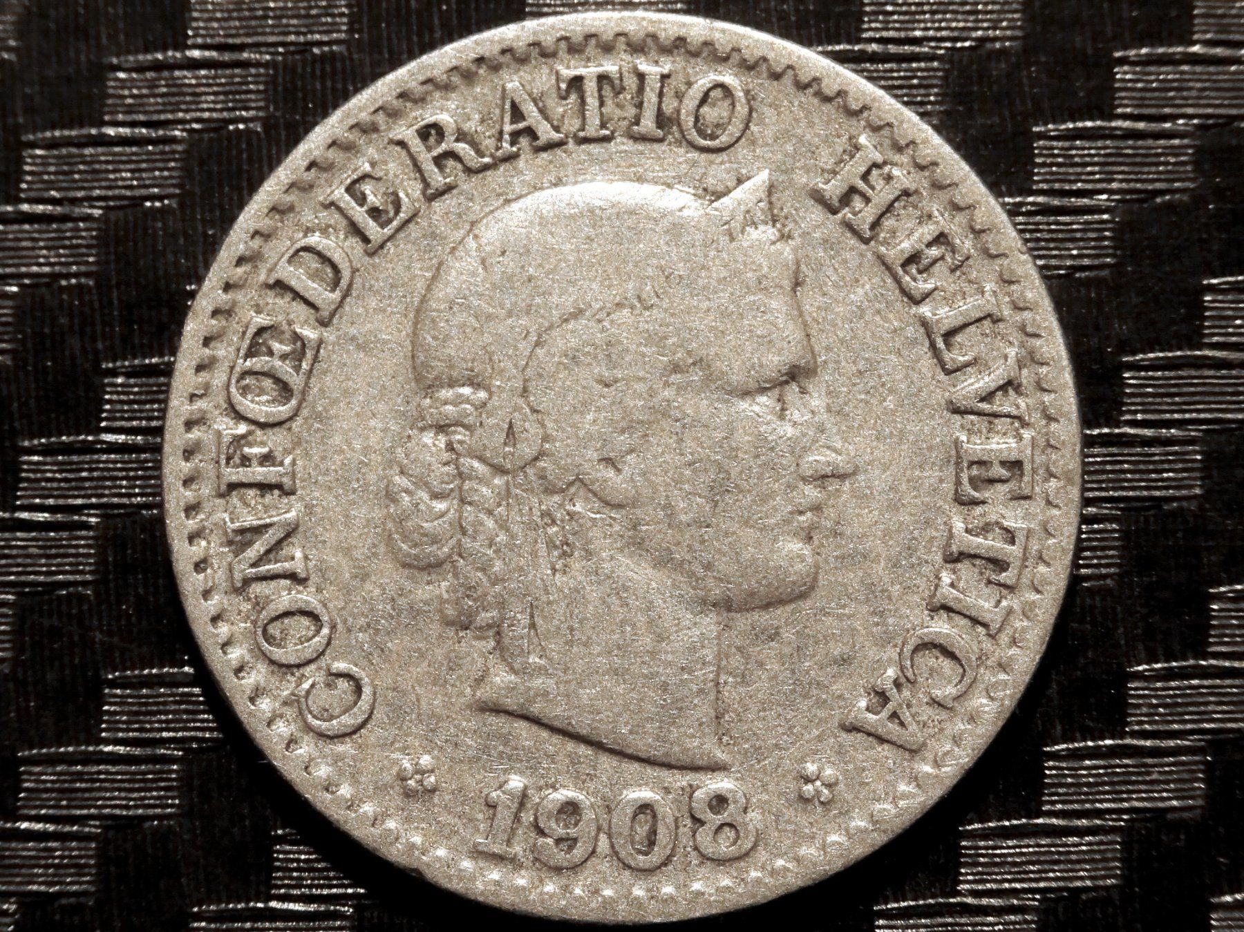 Tutti le monete: 1908 - 10 cts. 2.00 Mio.! 2.93gr!! – Usato da Courgenay venduto da ZubR237