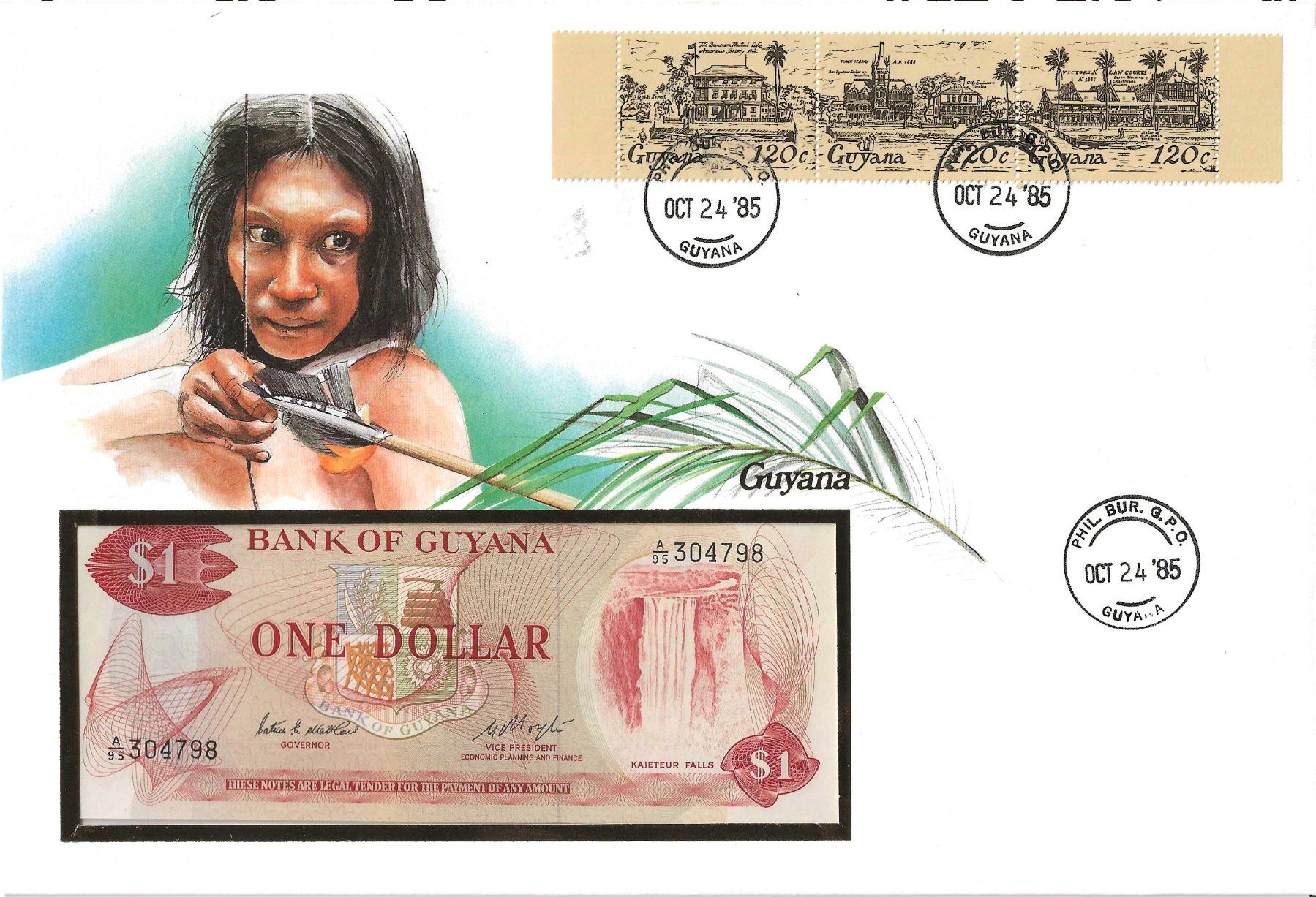 Banconote: Notenbrief Guyana  1985 – Usato da Zürich venduto da Philacat11