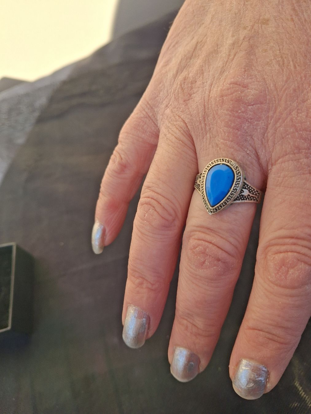 Anelli: Mode Ring mit blauem Glas. 20 mm Art. BF2025 – Usato da Münchenbuchsee venduto da babilibern 1