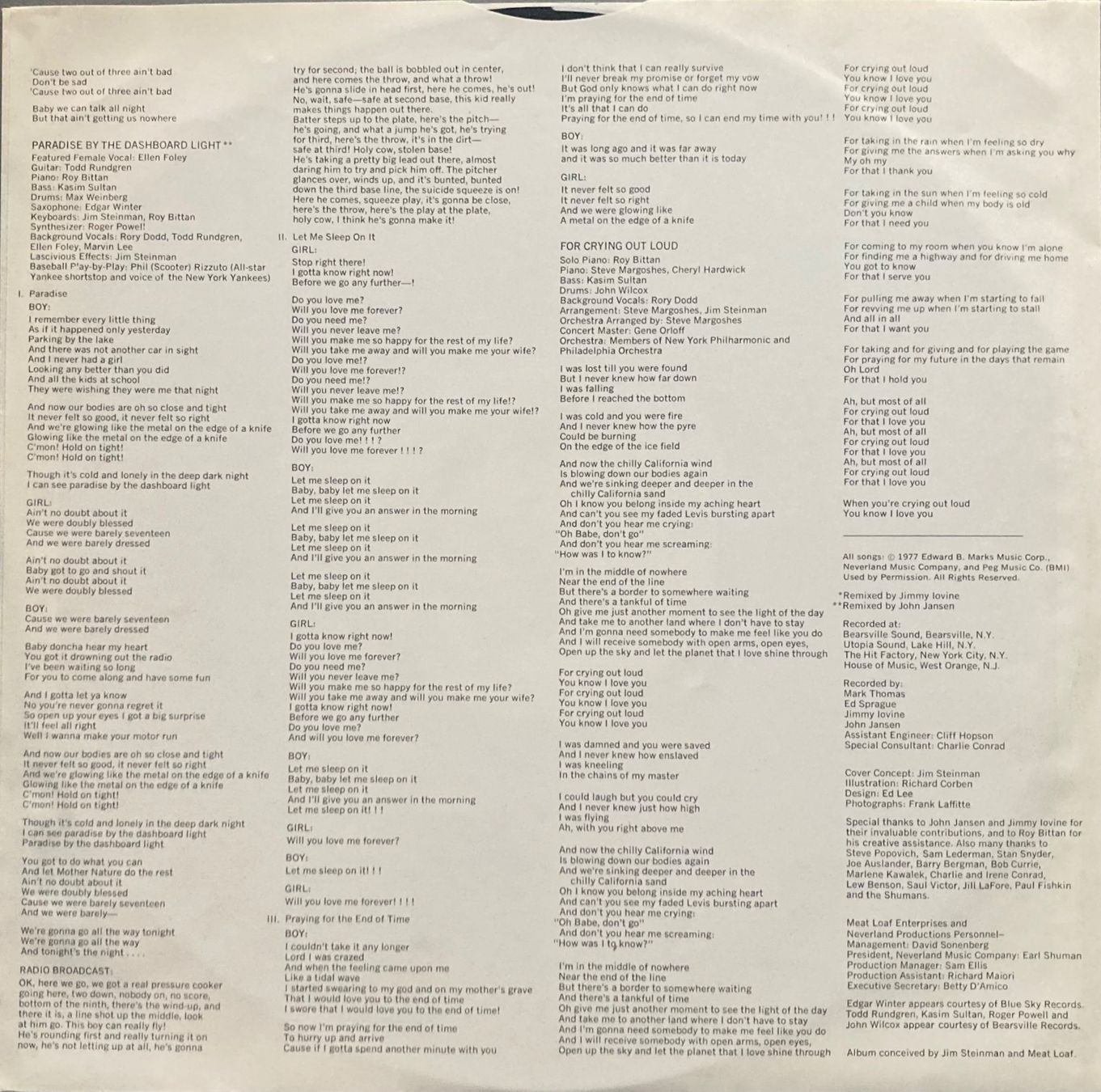 Dischi in vinile: MEAT LOAF - BAT OUT OF HELL – Usato da Poliez-Pittet venduto da Newtown-Records 2