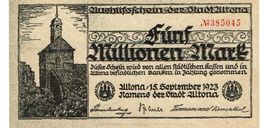 Altona 5 Mil.Mark SN rot 15.09.1923 VZ+-VZ++