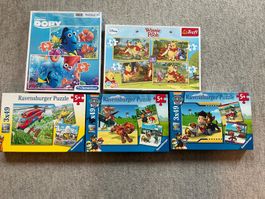 Puzzle-Set: Dory, Winnie Pooh & Paw Patrol, Top Zustand!