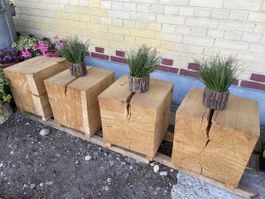 4 mal Holzhocker