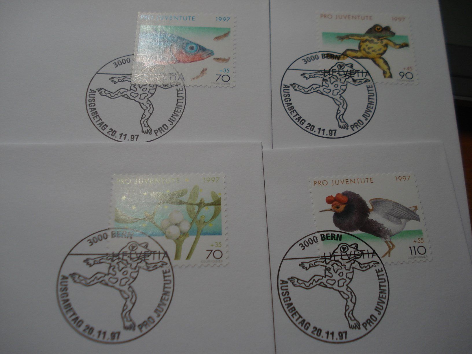 Alle Briefmarken: Pro Juventute 1997, FDC Satz und  Einzel – Gebraucht aus Niederwil AG von morostahu