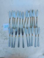 22 Stück Fischmesser Set, Edelstahl, Vintage